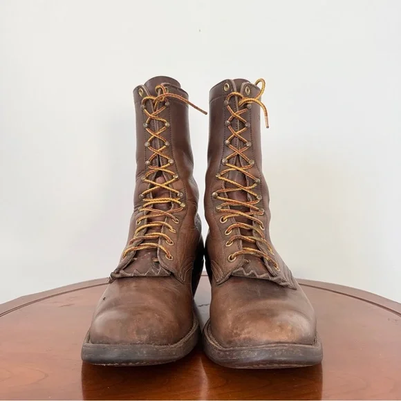 White’s Handmade Men’s Hathorn Packer Leather Lace-Up Kiltie Cowboy Boots | 9.5 - Picture 4 of 8